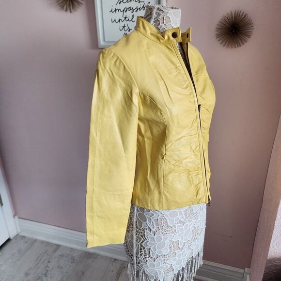 Flawless Yellow Leather Wilsons Maxima jacket coat M such a fun color - Picture 5 of 15